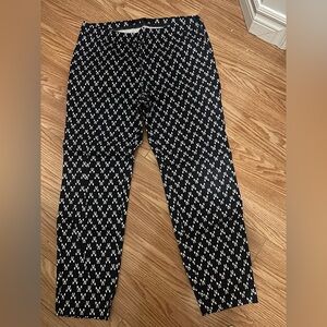 French Connection Navy and White Patterned Pants size 10